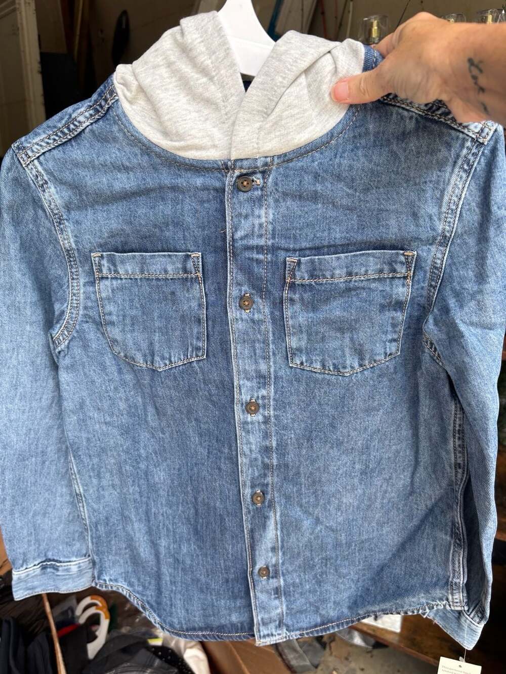 Cat & Jack Denim Hooded Shirt Jacket Size M (8) Blue